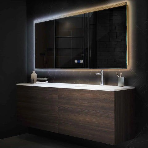 LED Spiegel Rechteckig | Touch-Schalter | Anti-Beschlag-Funktion | Einstellbare Farbtemperatur - Reyze Seria Edge Model 5