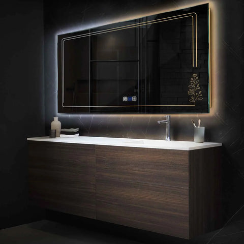 LED Spiegel Rechteckig | Touch-Schalter | Anti-Beschlag-Funktion | Einstellbare Farbtemperatur - Reyze Seria Good Vibes Model 3