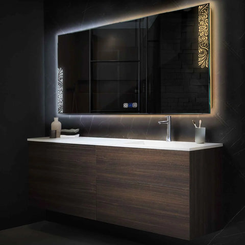 LED Spiegel Rechteckig | Touch-Schalter | Anti-Beschlag-Funktion | Einstellbare Farbtemperatur - Reyze Seria Good Vibes Model 4