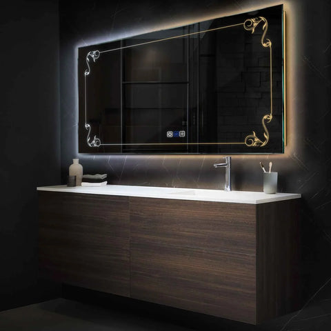 LED Spiegel Rechteckig | Touch-Schalter | Anti-Beschlag-Funktion | Einstellbare Farbtemperatur - Reyze Seria Good Vibes Model 5