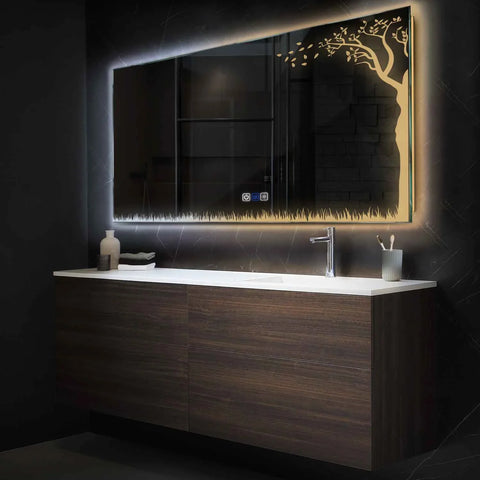 LED Spiegel Rechteckig | Touch-Schalter | Anti-Beschlag-Funktion | Einstellbare Farbtemperatur - Reyze Seria Good Vibes Model 8