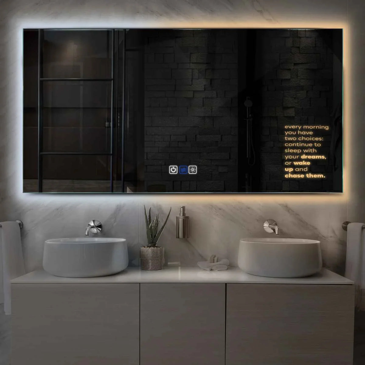 LED Spiegel Rechteckig | Touch-Schalter | Anti-Beschlag-Funktion | Einstellbare Farbtemperatur - Reyze Seria Motivated Model 2