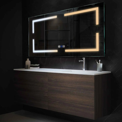 LED Spiegel Rechteckig | Touch-Schalter | Anti-Beschlag-Funktion | Einstellbare Farbtemperatur - Reyze Seria Salono Model 2