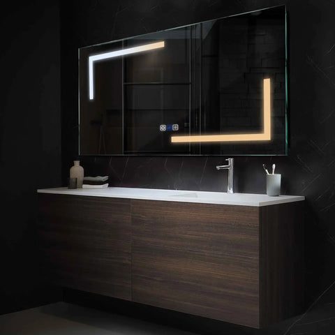 LED Spiegel Rechteckig | Touch-Schalter | Anti-Beschlag-Funktion | Einstellbare Farbtemperatur - Reyze Seria Salono Model 3