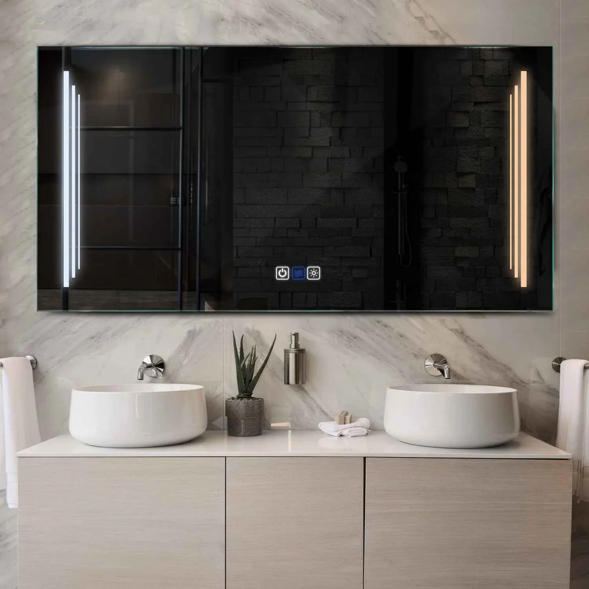 LED Spiegel Rechteckig | Touch-Schalter | Anti-Beschlag-Funktion | Einstellbare Farbtemperatur - Reyze Seria Salono Model 8