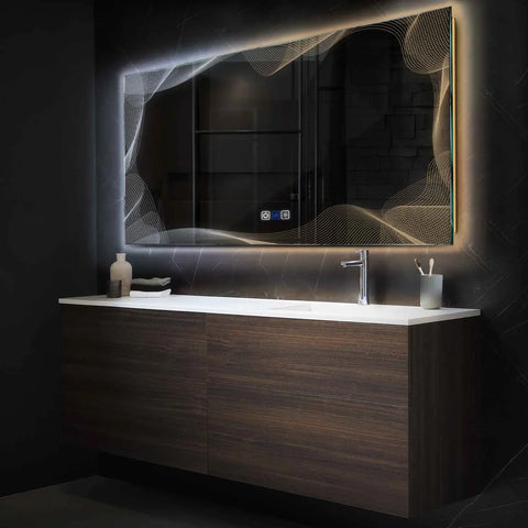 LED Spiegel Rechteckig | Touch-Schalter | Anti-Beschlag-Funktion | Einstellbare Farbtemperatur - Reyze Seria Simetria Model 3