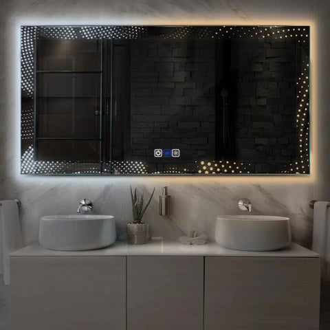 LED Spiegel Rechteckig | Touch-Schalter | Anti-Beschlag-Funktion | Einstellbare Farbtemperatur - Reyze Seria Simetria Model 8