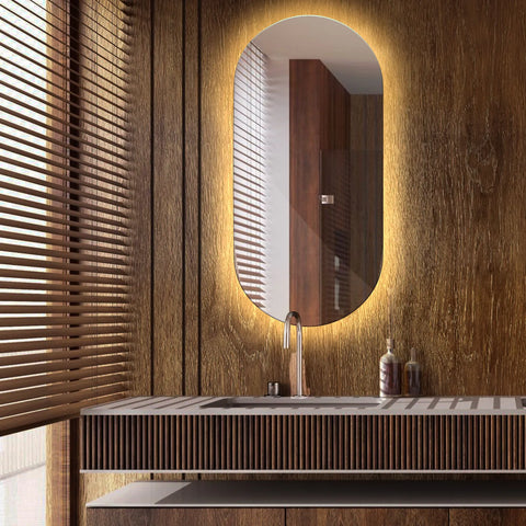 LED Spiegel Oval | Wandschalter-Steuerung | Warmweißes Licht - Reyze Seria Ambient Model 1