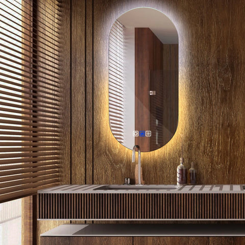 LED Spiegel Oval | Touch-Schalter | Anti-Beschlag-Funktion | Einstellbare Farbtemperatur - Reyze Seria Ambient Model 1