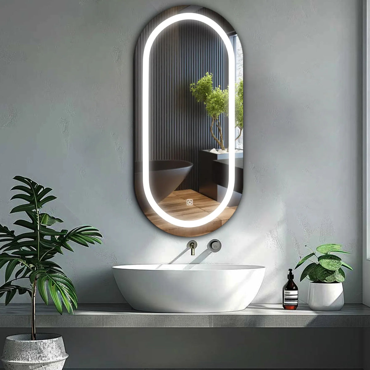 LED Spiegel Oval | Touch-Schalter | Kaltweißes Licht - Reyze Seria Salono Model 1