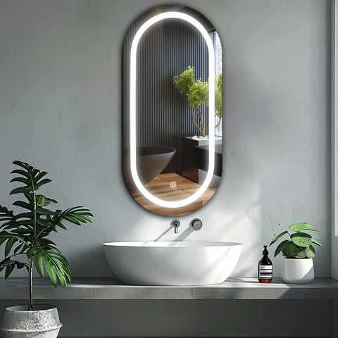 LED Spiegel Oval | Touch-Schalter | Kaltweißes Licht - Reyze Seria Salono Model 1