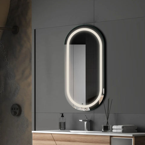 LED Spiegel Oval | Wandschalter-Steuerung | Neutralweißes Licht - Reyze Seria Salono Model 1
