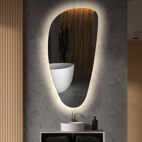 LED Spiegel Asymmetrisch Vertikal | Wandschalter-Steuerung | Neutralweißes Licht - Reyze Seria Ambient Model 1