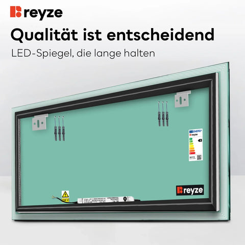 LED Spiegel Rechteckig | Wandschalter-Steuerung | Kaltweißes Licht - Reyze Seria Edge Model 1