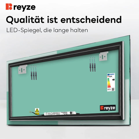 LED Spiegel Rechteckig | Wandschalter-Steuerung | Kaltweißes Licht - Reyze Seria Edge Model 2