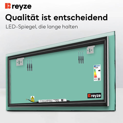 LED Spiegel Rechteckig | Wandschalter-Steuerung | Kaltweißes Licht - Reyze Seria Edge Model 5