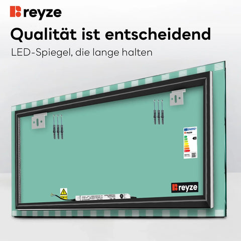 LED Spiegel Rechteckig | Wandschalter-Steuerung | Kaltweißes Licht - Reyze Seria Edge Model 6