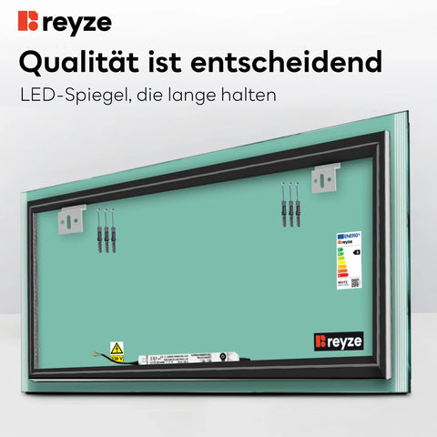 LED Spiegel Rechteckig | Wandschalter-Steuerung | Warmweißes Licht - Reyze Seria Edge Model 7