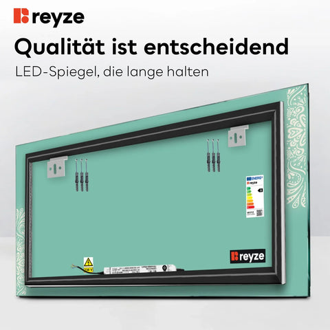LED Spiegel Rechteckig | Wandschalter-Steuerung | Kaltweißes Licht - Reyze Seria Good Vibes Model 4
