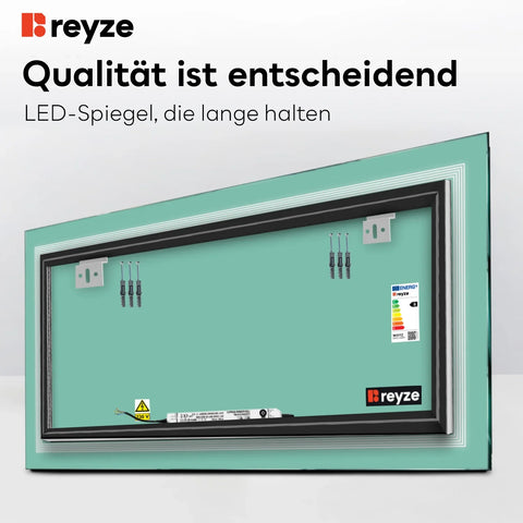 LED Spiegel Rechteckig | Wandschalter-Steuerung | Kaltweißes Licht - Reyze Seria Minimal Model 1