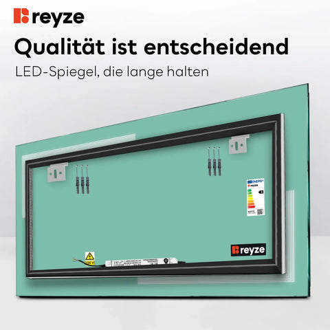 LED Spiegel Rechteckig | Wandschalter-Steuerung | Neutralweißes Licht - Reyze Seria Minimal Model 2