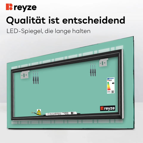 LED Spiegel Rechteckig | Wandschalter-Steuerung | Warmweißes Licht - Reyze Seria Minimal Model 3