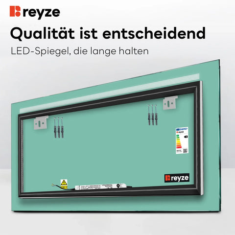 LED Spiegel Rechteckig | Wandschalter-Steuerung | Warmweißes Licht - Reyze Seria Minimal Model 5