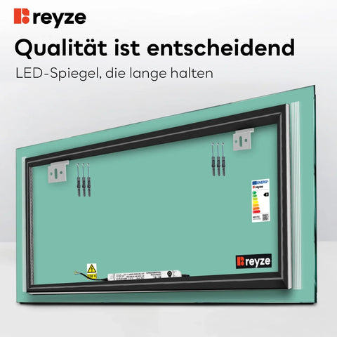 LED Spiegel Rechteckig | Wandschalter-Steuerung | Kaltweißes Licht - Reyze Seria Minimal Model 7