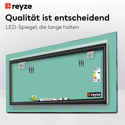 LED Spiegel Rechteckig | Wandschalter-Steuerung | Kaltweißes Licht - Reyze Seria Minimal Model 8