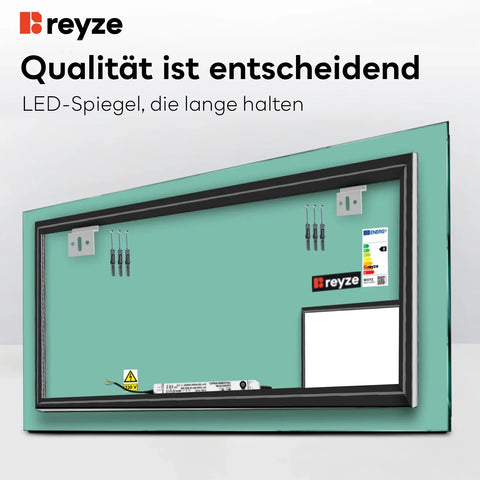 LED Spiegel Rechteckig | Wandschalter-Steuerung | Neutralweißes Licht - Reyze Seria Motivated Model 2