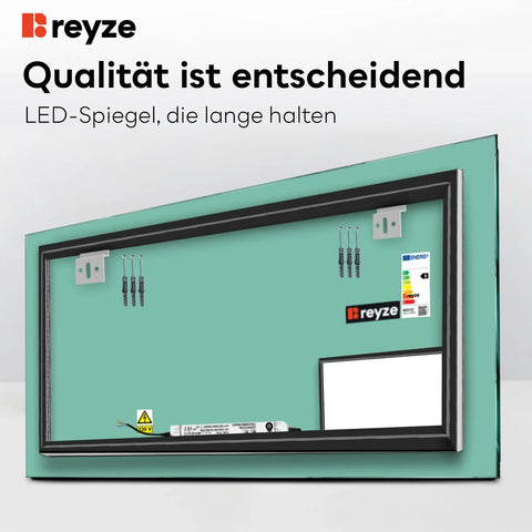LED Spiegel Rechteckig | Wandschalter-Steuerung | Kaltweißes Licht - Reyze Seria Motivated Model 8