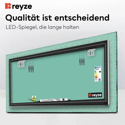 LED Spiegel Rechteckig | Wandschalter-Steuerung | Neutralweißes Licht - Reyze Seria Official Model 1