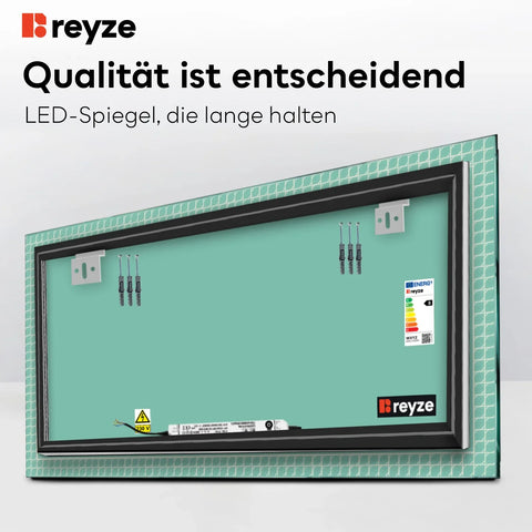 LED Spiegel Rechteckig | Wandschalter-Steuerung | Neutralweißes Licht - Reyze Seria Official Model 3