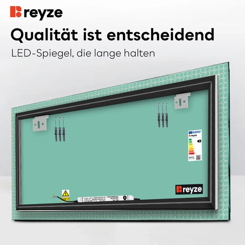 LED Spiegel Rechteckig | Wandschalter-Steuerung | Neutralweißes Licht - Reyze Seria Official Model 4