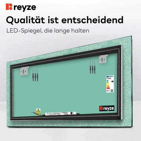 LED Spiegel Rechteckig | Wandschalter-Steuerung | Neutralweißes Licht - Reyze Seria Official Model 8