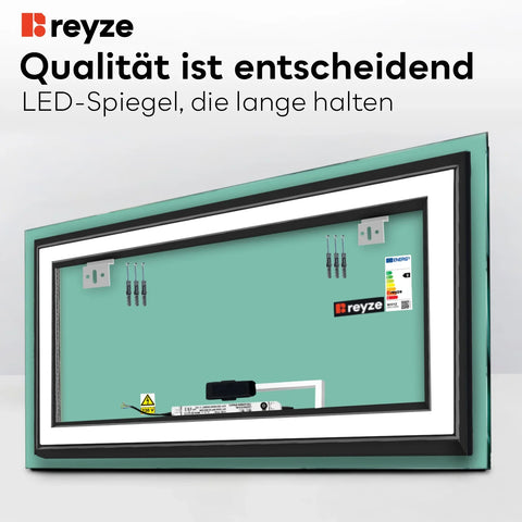LED Spiegel Rechteckig | Touch-Schalter | Warmweißes Licht - Reyze Seria Salono Model 1