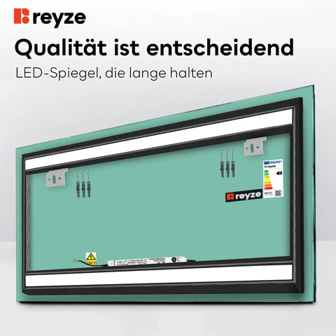 LED Spiegel Rechteckig | Wandschalter-Steuerung | Warmweißes Licht - Reyze Seria Salono Model 4