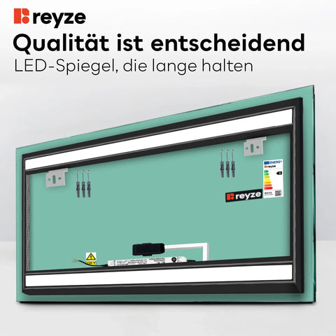 LED Spiegel Rechteckig | Touch-Schalter | Warmweißes Licht - Reyze Seria Salono Model 4