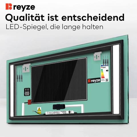 LED Spiegel Rechteckig | Touch-Schalter | Anti-Beschlag-Funktion | Einstellbare Farbtemperatur - Reyze Seria Salono Model 5