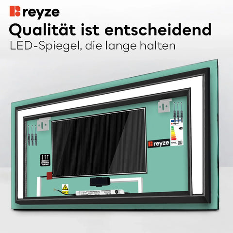 LED Spiegel Rechteckig | Touch-Schalter | Anti-Beschlag-Funktion | Einstellbare Farbtemperatur - Reyze Seria Salono Model 6