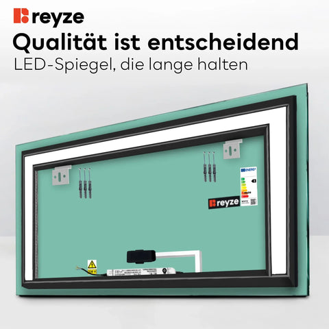 LED Spiegel Rechteckig | Touch-Schalter | Warmweißes Licht - Reyze Seria Salono Model 6