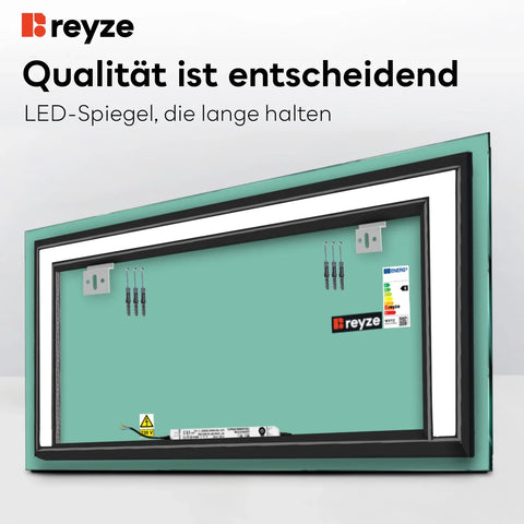 LED Spiegel Rechteckig | Wandschalter-Steuerung | Warmweißes Licht - Reyze Seria Salono Model 6