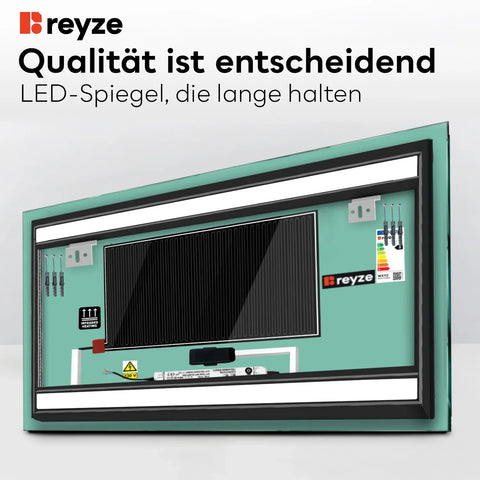 LED Spiegel Rechteckig | Touch-Schalter | Anti-Beschlag-Funktion | Warmweißes Licht - Reyze Seria Salono Model 7