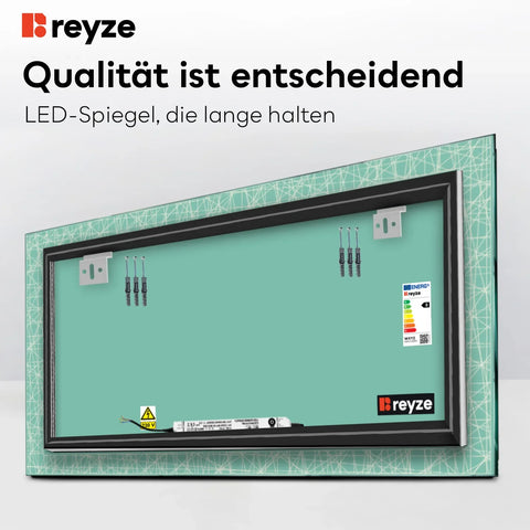 LED Spiegel Rechteckig | Wandschalter-Steuerung | Warmweißes Licht - Reyze Seria Simetria Model 1