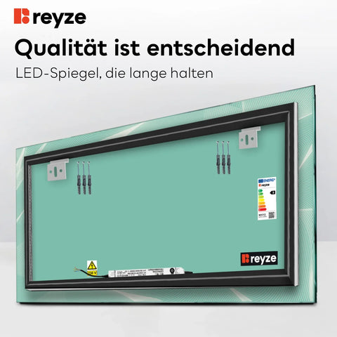 LED Spiegel Rechteckig | Wandschalter-Steuerung | Warmweißes Licht - Reyze Seria Simetria Model 2