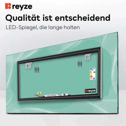 LED Spiegel Rechteckig | Wandschalter-Steuerung | Warmweißes Licht - Reyze Seria Simetria Model 3