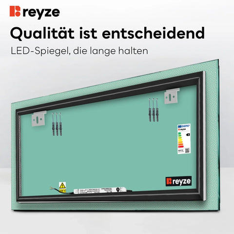LED Spiegel Rechteckig | Wandschalter-Steuerung | Neutralweißes Licht - Reyze Seria Simetria Model 4