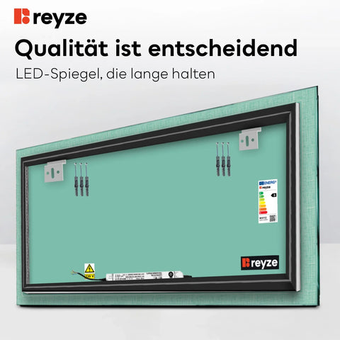 LED Spiegel Rechteckig | Wandschalter-Steuerung | Neutralweißes Licht - Reyze Seria Simetria Model 6