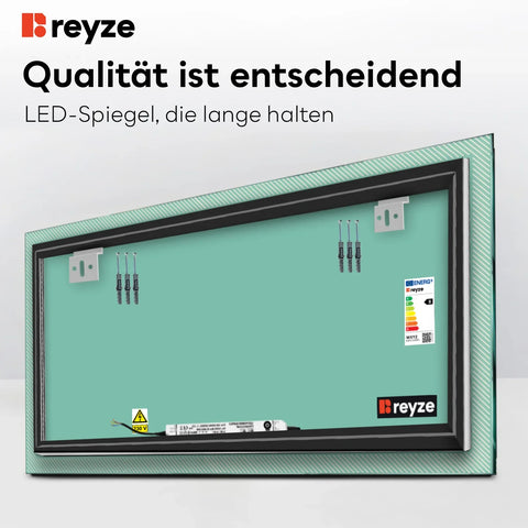 LED Spiegel Rechteckig | Wandschalter-Steuerung | Neutralweißes Licht - Reyze Seria Simetria Model 7