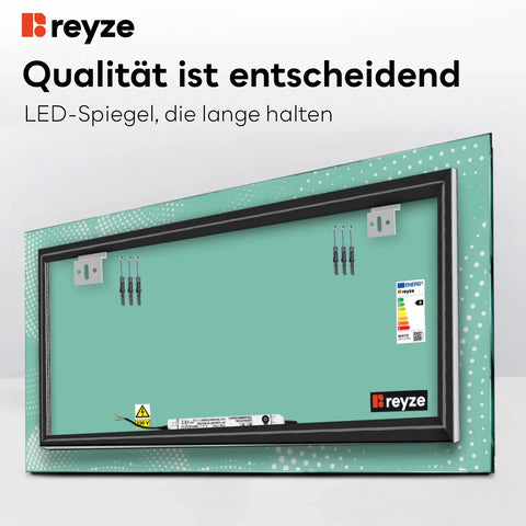 LED Spiegel Rechteckig | Wandschalter-Steuerung | Warmweißes Licht - Reyze Seria Simetria Model 8